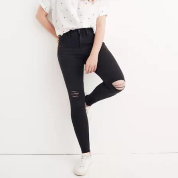 Madewell 9" High-Rise Skinny Jeans in Black Sea - Picture 1 of 11